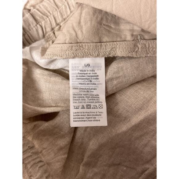 New J Crew Pants Large Womens Linen Drawstring Wide Leg Side Stripe Crop - Picture 7 of 8